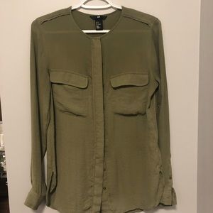 Army green Zara blouse.